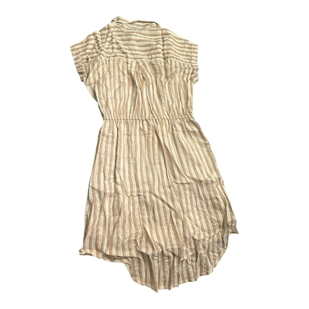 Japna Beige 100% Cotton Striped Midi Dress - Picture 5 of 5